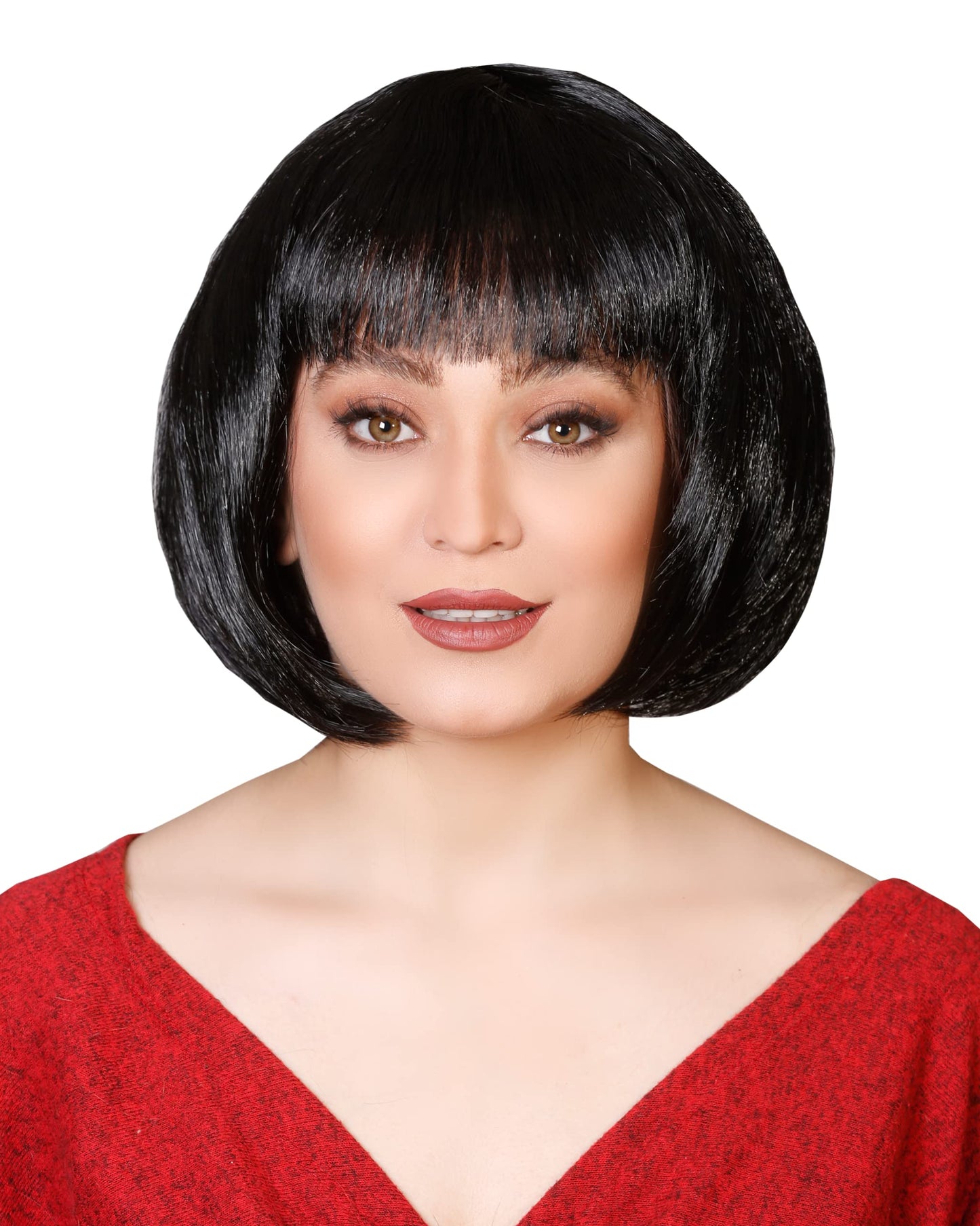 Matissa Short Straight 10" Bob Wig with Bangs Synthetic Fancy Dress Costume Halloween Party (Black)