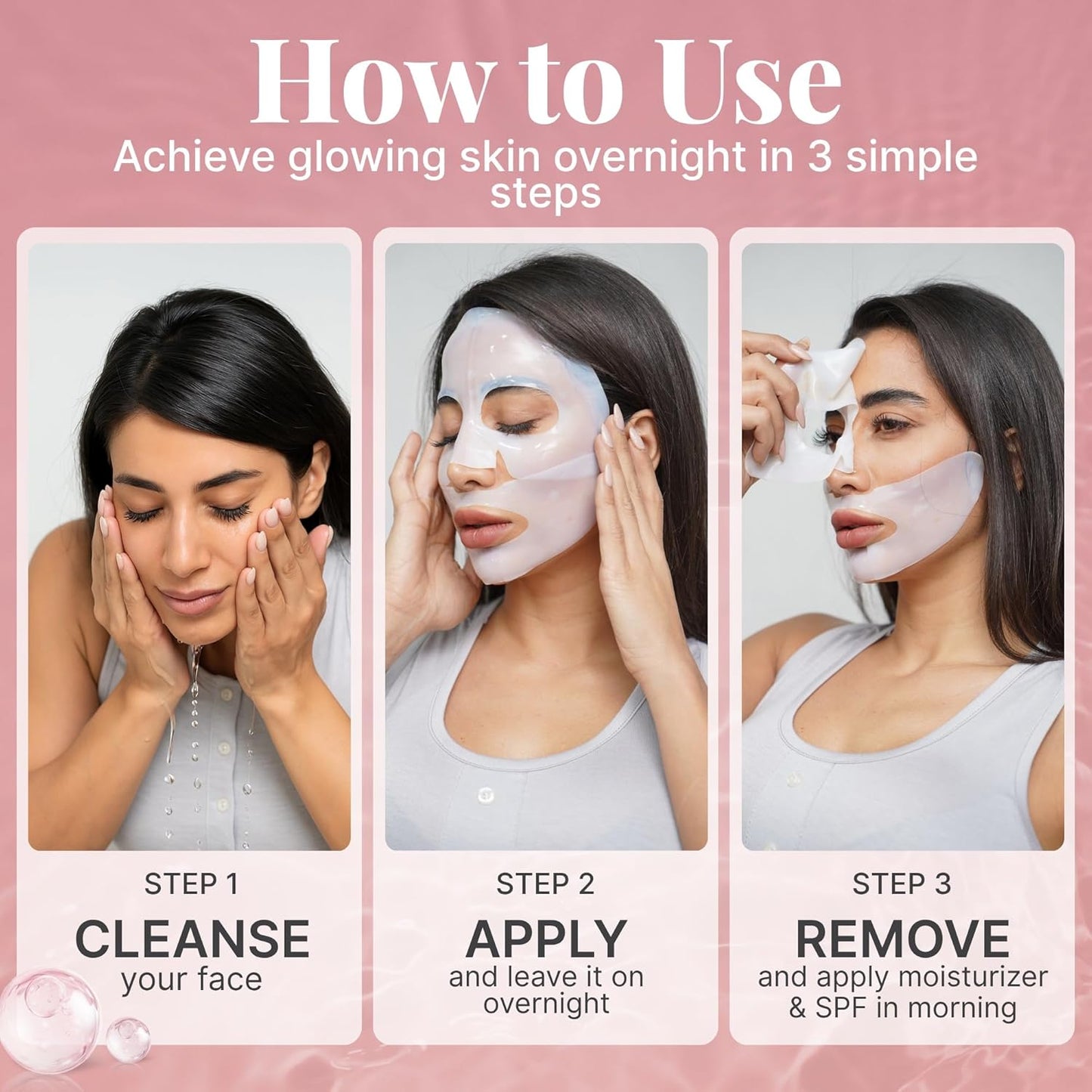 Bio Collagen Face Mask - Overnight Hydrating Hydrogel Masks | 6 Pack for All Skin Types, Anti-Aging & Moisturizing