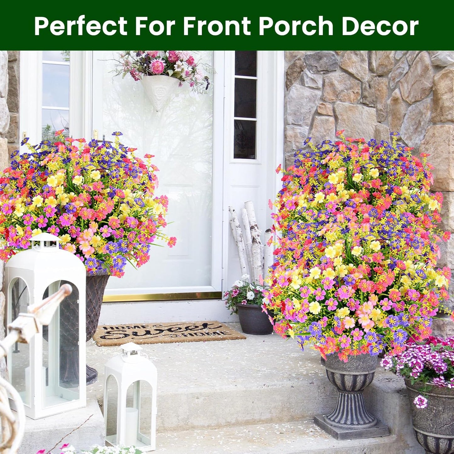 Trytuny 10 PCS UV Resistant Artificial Flowers | Faux Plants for Outdoor Home Garden Decor