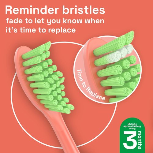Brushmo Replacement Toothbrush Heads - Compatible with Philips One Sonicare | 4 Soft Dupont Heads & Tongue Cleaner - Miami Coral
