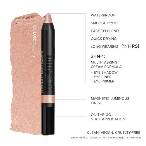 Nudestix Magnetic Luminous Eye Color - 4-in-1 Cream Eyeshadow Stick & Eyeliner | Long-Wear, Waterproof, Vegan
