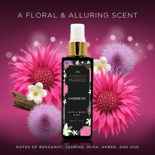 Honestly Margo Goddess Hair & Body Mist - Luxury Perfume Spray for Women | 6 Oz with Bergamot, Amber & Oud