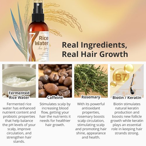 Fermented Rice Water Hair Growth Spray by NEW - Infused with Rosemary, Biotin & Caffeine | Vegan, Non-Greasy, 4 fl oz