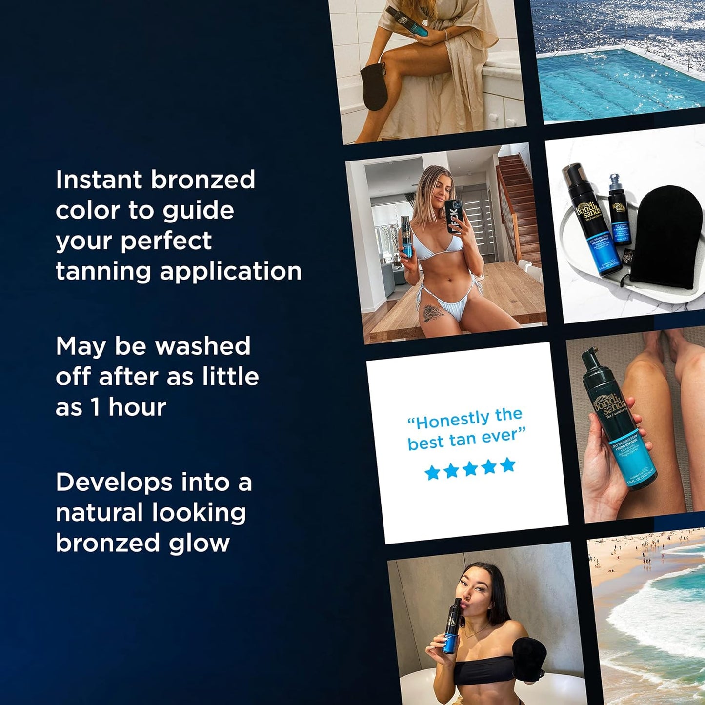 Bondi Sands 1 Hr Express Face & Body Bundle - Sunless Foam, Face Mist & Reusable Mitt for Flawless Tan