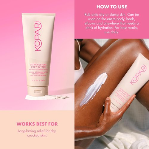 Kopari Jumbo Ultra Restore Body Butter - Whipped Lightweight Formula with Hyaluronic Acid & Mango Seed Butter | 12 oz Coconut
