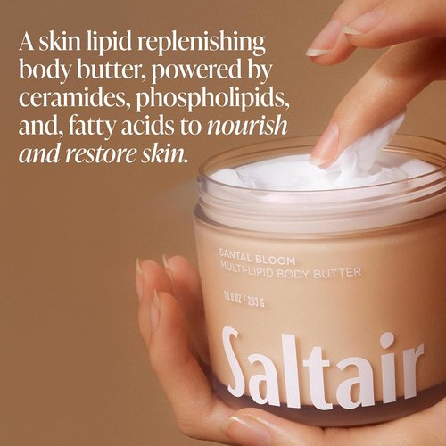 Saltair Multi-Lipid Body Butter - 24-Hour Hydration & Barrier Support - Ceramides, Coconut Oil & Shea Butter, Coral Coast, 10oz