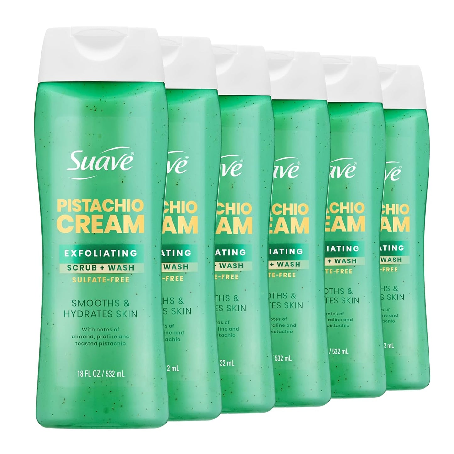 Suave Pistachio Cream Exfoliating Body Wash - Hydrating Scrub with Glycerin & Vitamin E, 18 FL OZ