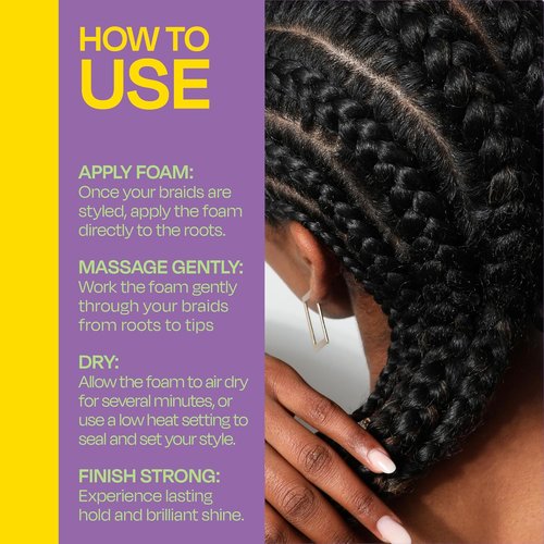 LOCK'N SLEEK Braid Foam - No Frizz Shine for Braids, Twists & Locs | Fast Drying, Lightweight, 8 Oz