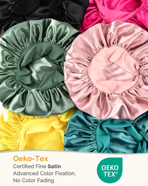 YANIBEST Adjustable Satin Bonnet for Sleeping Women Double Layer Hair Wrap Reduce Friction Prevent Frizz Natural Curly Hair, Purple