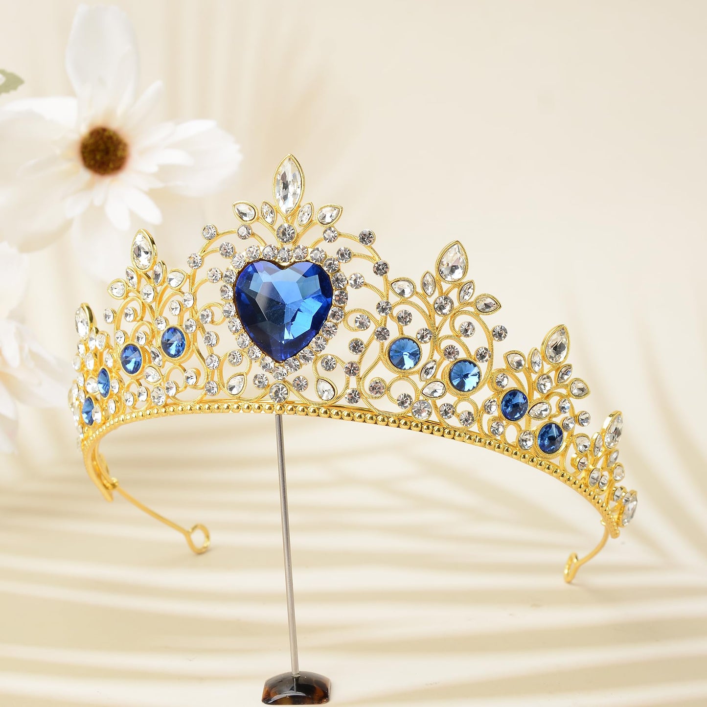 S SNUOY Tiaras and Crowns for Women Crystal Queen Crowns Rhinestone Princess Tiaras Hair Accessories for Bridal Birthday Prom Party - March Aquamarine