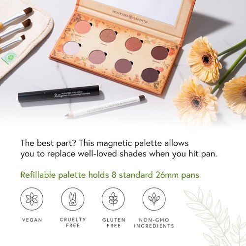 Honeybee Gardens Nude Renaissance Eye Shadow Palette - 8 Neutral Shades, Matte & Shimmer, Vegan, Talc-Free