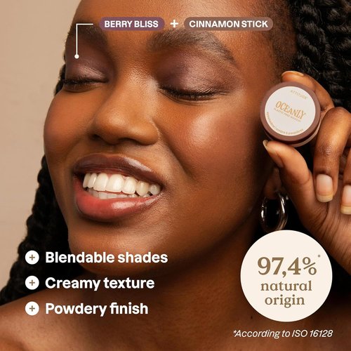 ATTITUDE Oceanly Eyeshadow - EWG Verified Shimmer Cream in Berry Bliss | Vegan & Plastic-Free, 0.16 Fl Oz