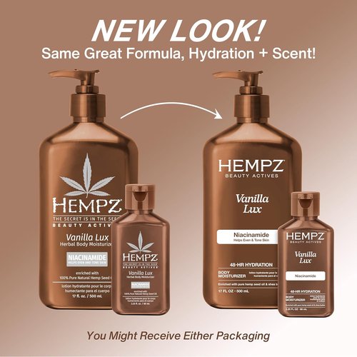 Hempz Vanilla Lux Herbal Body Moisturizer - Nourishing Hydration | 17 oz Size