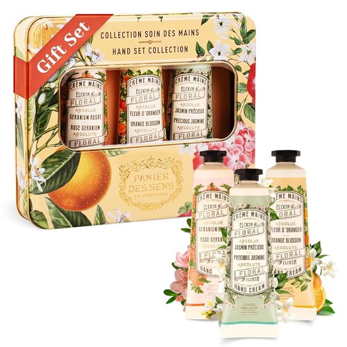 Panier des Sens - Mini Hand Cream Set - Natural Moisturizing Gift for Women - Orange Blossom, Jasmine, Geranium | 3 Travel Size 1 Fl Oz