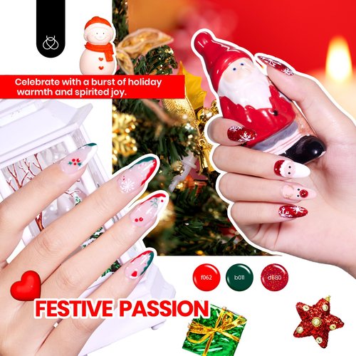 Beetles Gel Nail Polish Set, Glitz Galaxy UV LED Soak Off Gel Kits, 44Pcs Burgundy Red Gold Green Silver Blue Pink Sparkle Shade with Base Top Coat Manicure Gift for Women