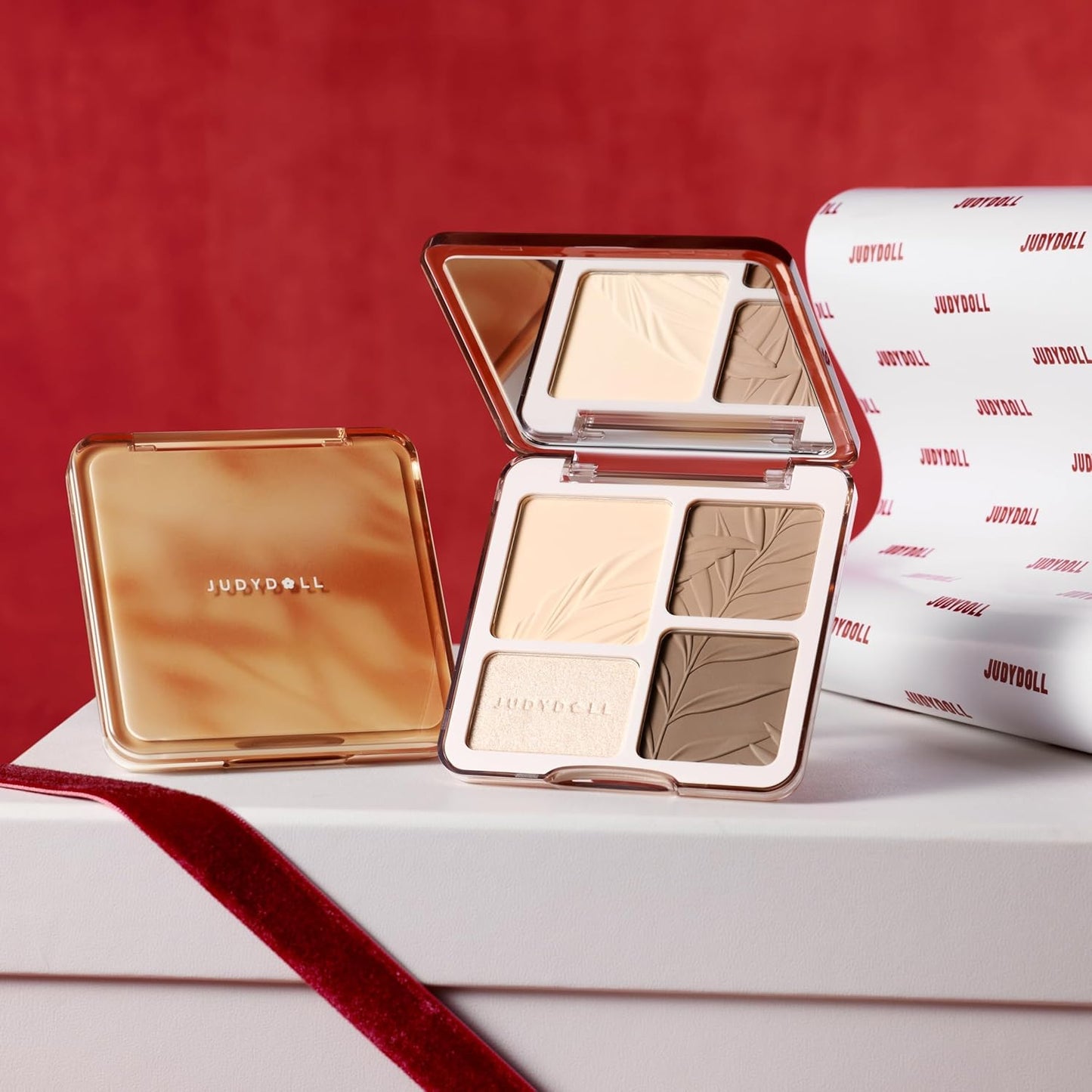 JUDYDOLL Highlight & Contour Palette - All-in-One Matte Face Makeup for Warm Skin Tone | Blendable Compact