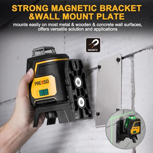 PREXISO 360 Laser Level - Rechargeable IP54 Vertical Line Laser with Tripod | 100Ft Green, 3 Brightness Settings for Construction & Renovation