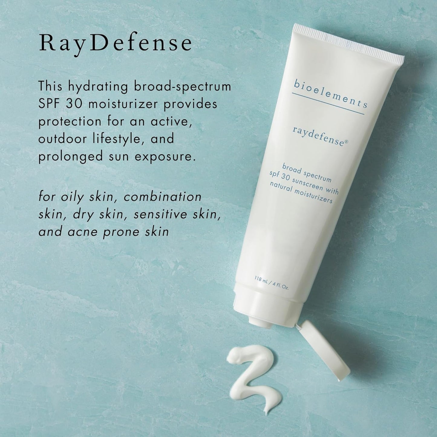 Bioelements RayDefense - Hydrating Broad-Spectrum SPF 30 Sunscreen & Moisturizer - 4 fl oz - Vegan & Gluten-Free