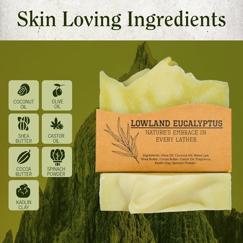CompassSoap Lowland Eucalyptus Bar Soap - Natural Body & Face Soap for All | Gentle Lather, Paraben-Free | 5 oz, Pack of 2