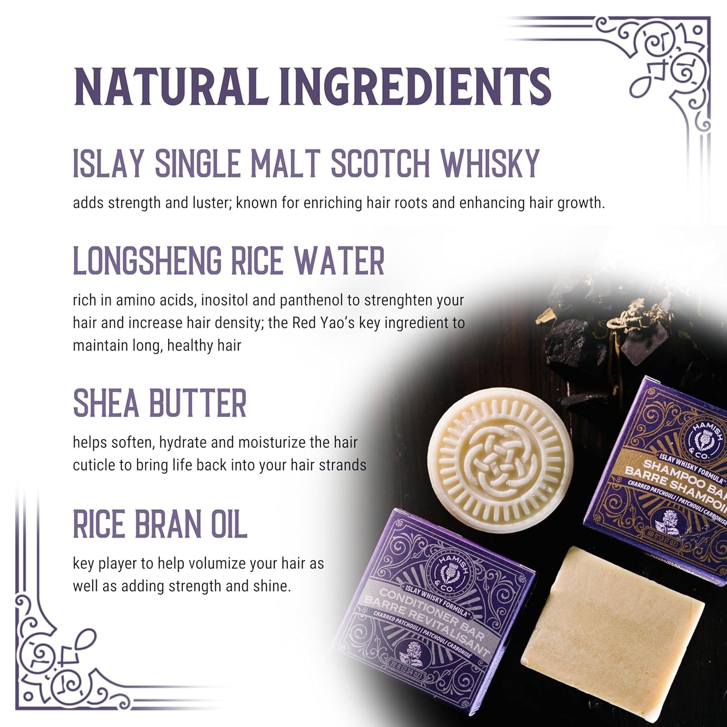 Viori Hamish & Co. Shampoo Bar - Handcrafted Men's Shampoo with Charred Patchouli & Islay Whiskey - Sulfate-Free, Eco-Friendly