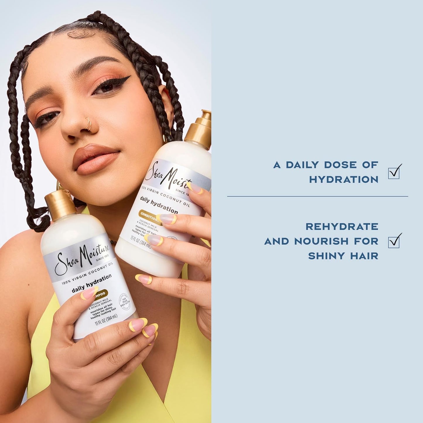 Shea Moisture Daily Hydration Shampoo - Virgin Coconut Oil, Sulfate-Free, 13 oz for All Hair Types