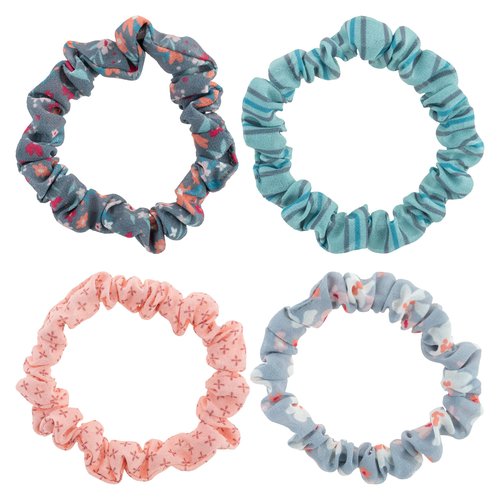 Karma 4-Set Slim Hair Scrunchies for Women - Slim Elastics Hair Bands Scrunchy Hair Ties, Girls Hair Accessories - Great Gift for Holiday Seasons, WildFlower