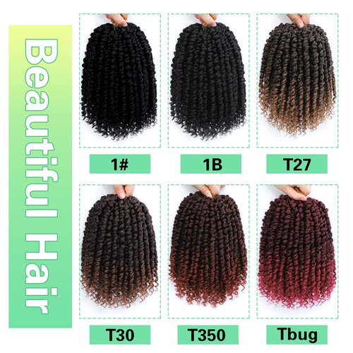 Passion Twist Hair, Pre Twisted Passion Twist Crochet Hair For Black Women, Passion Twist Curly Crochet Hair 8 Inch 8 Packs, Short Crochet Passion Twist Braiding Hair Extensions…