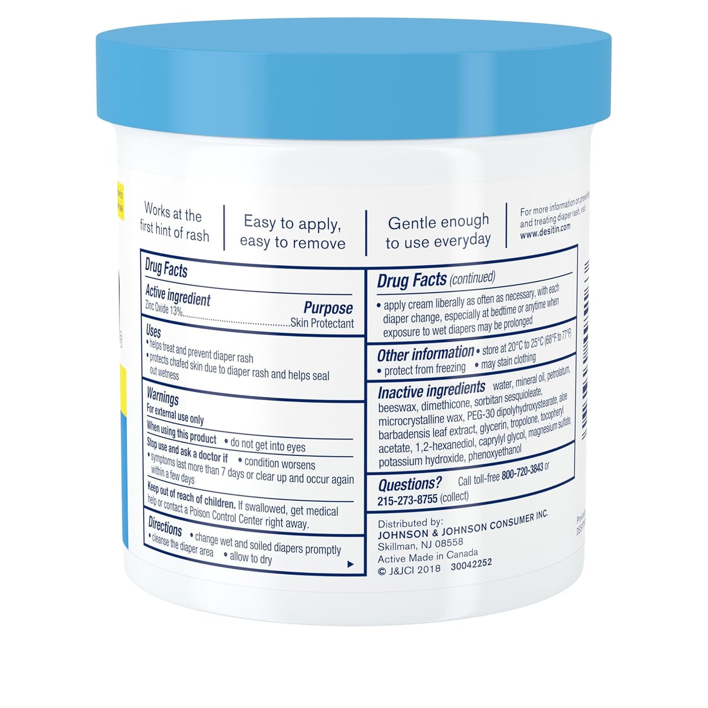Desitin Daily Defense Diaper Rash Cream - 13% Zinc Oxide, Hypoallergenic & Paraben-Free, 16 oz