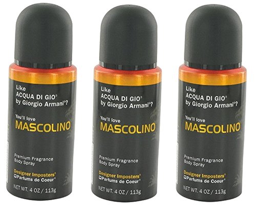 Parfums De Coeur Body Spray Mascolino - 3 Pack of Invigorating Fragrance for Men