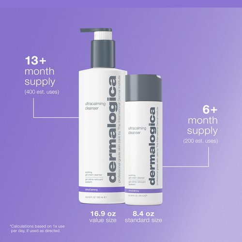 Dermalogica Ultracalming Cleanser, Gentle Face Wash for Sensitive Skin - Calms and Cools Redness and Discomfort, PH balanced, Non- Foaming, Gel Cream Type, 8.4 Fl Oz