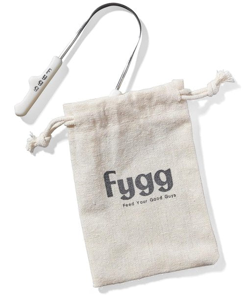Fygg Stainless Steel Tongue Scraper - Gentle Oral Care Tool with Cotton Storage Bag for All Ages