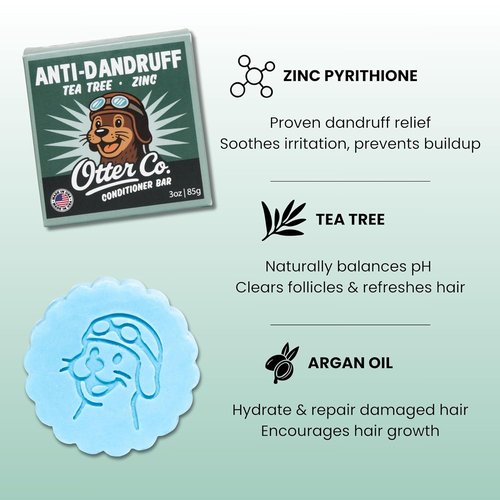 Otter Co. Anti-Dandruff Conditioner Bar | Tea Tree & Zinc Pyrithione - Hydrating, Vegan, Sulfate-Free for All Hair Types