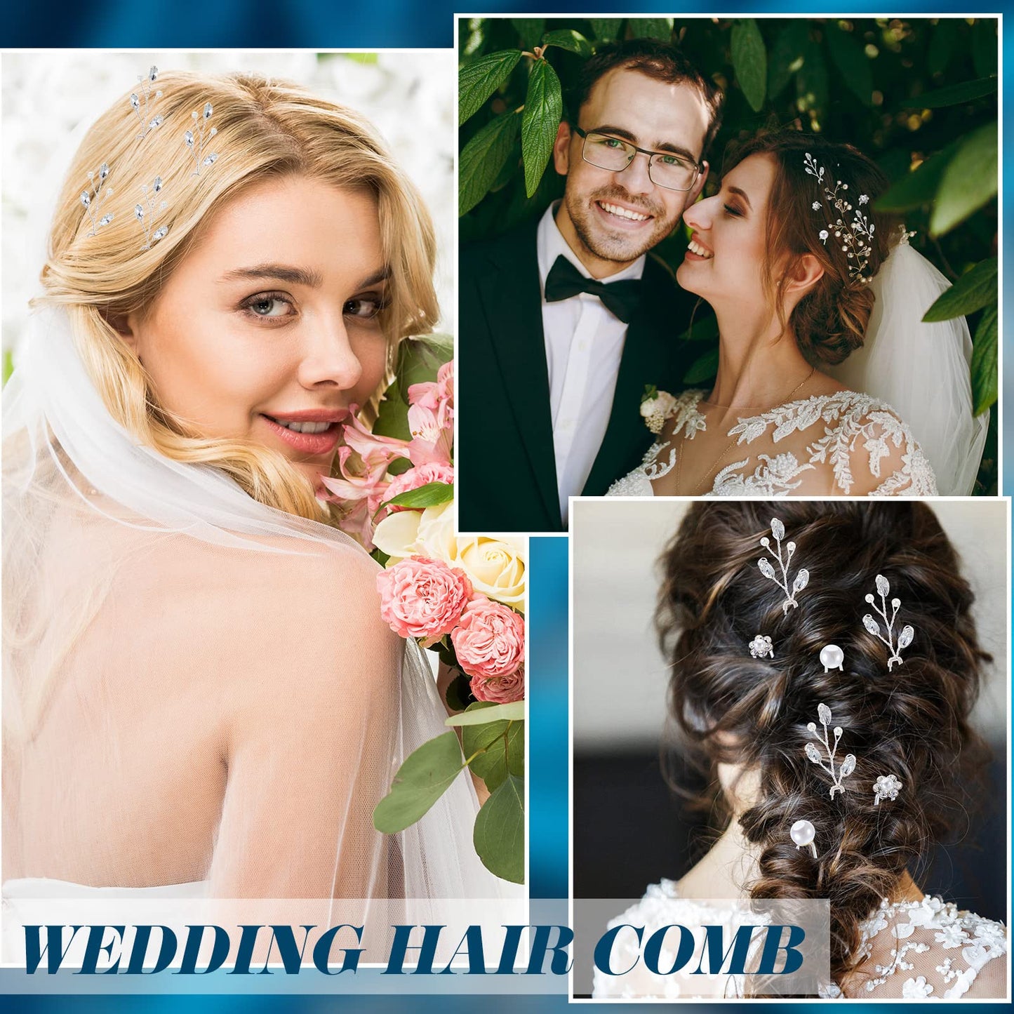 44 Pieces Wedding Hair Accessories - Faux Pearl, Crystal, Rhinestone Hair Combs, Clips and Floral Pieces for Bride and Bridesmaid (Elegant Style)