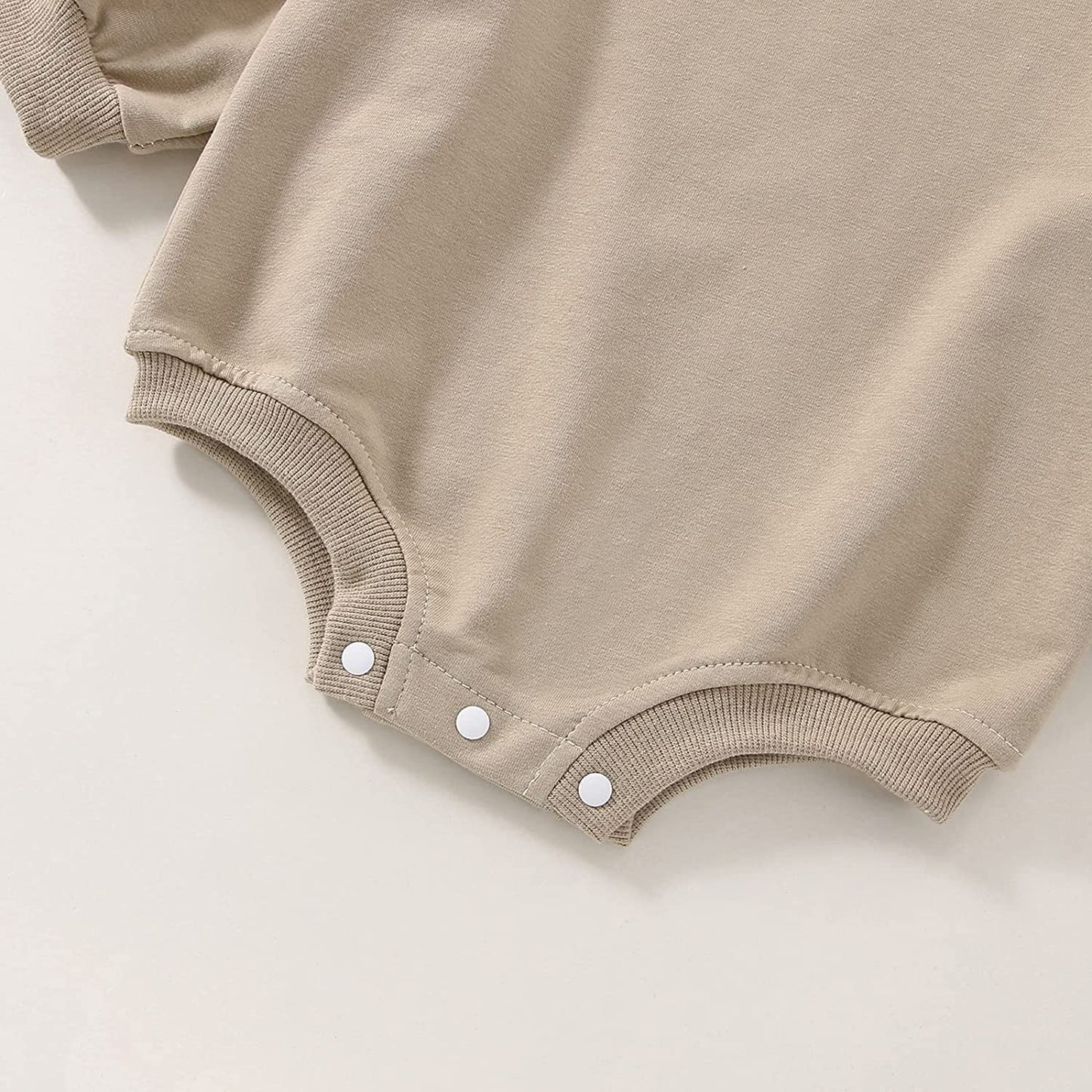 DOSYZTO Baby Boy Girl Fall Outfit Long Sleeve Bubble Romper Sweatshirt Top Solid Color Jumpsuit Infant Bodysuit Clothes (Solid Khaki Romper,12-18 Months)