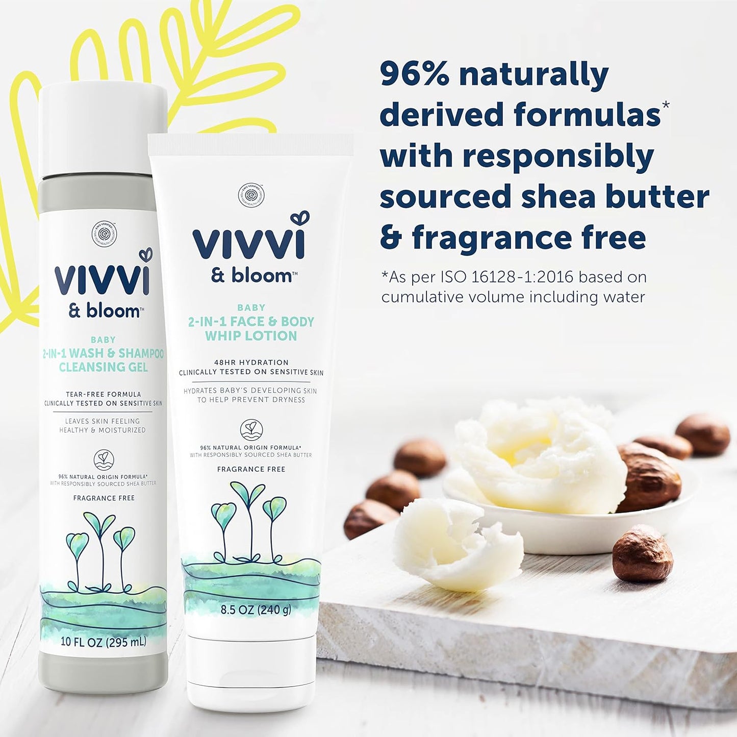 Vivvi & Bloom 2-in-1 Baby Wash & Shampoo - Gentle Cleansing Gel for Sensitive Skin, 10 fl. oz.