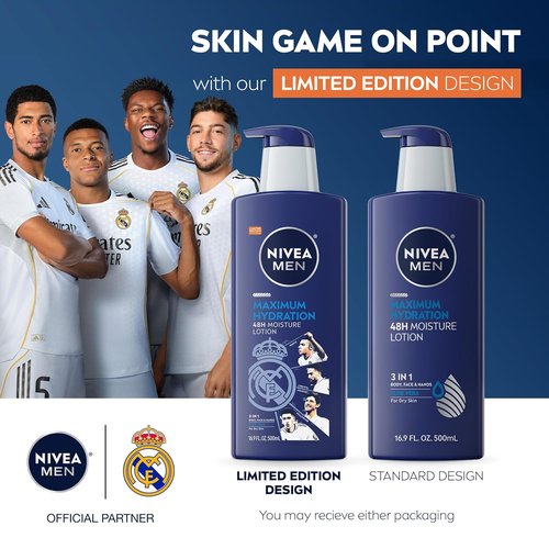 NIVEA MEN Maximum Hydration Body Lotion - 48-Hour Moisture for Dry Skin, Aloe Vera, 16.9 Fl Oz