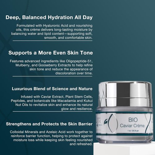 Lira Clinical BIO Caviar Crème - Hydrating Facial Moisturizer with Peptides & Vitamin C - Travel Size 1 oz