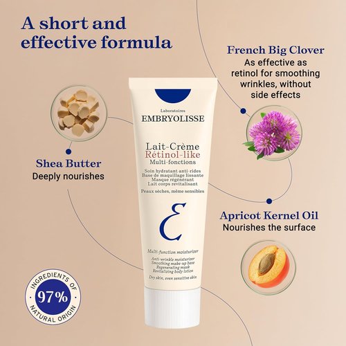 Embryolisse Lait-Crème - Retinol Alternative Anti-Aging Face Moisturizer & Primer | 2.54 Fl Oz for All Skin Types