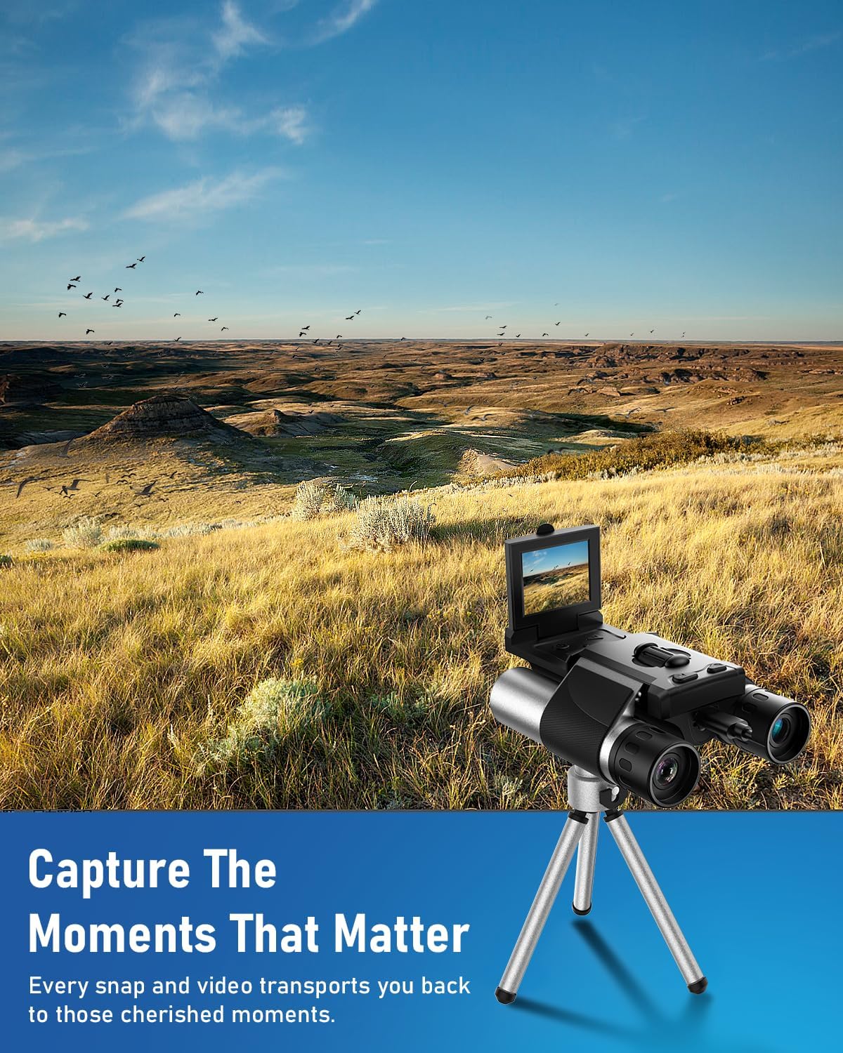 Digital Binoculars with Camera - 8X Digital Zoom, 2" LCD Display 40MP Camera 2.5K Videos Ideal for Concerts, Bird Watching, and Outdoor Adventures with 32GB SD Card - S555