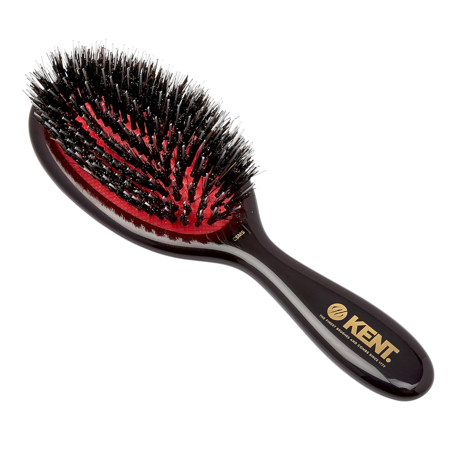 Kent CSMS Classic Shine Straightening Brush - Natural Black Boar Bristle & Nylon Quills for Short to Shoulder Length Hair
