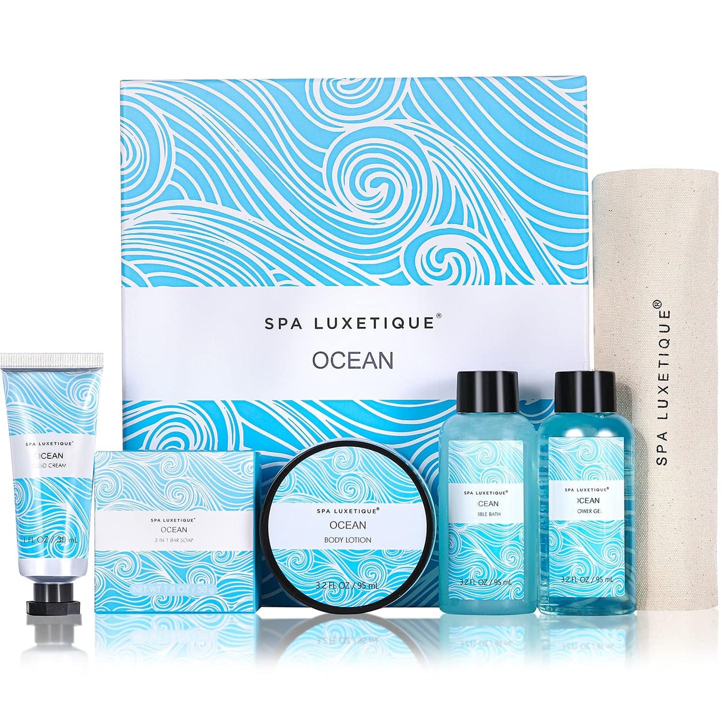 Spa Luxetique Ocean Spa Gift Set for Women - Includes Body Lotion, Shower Gel & Bubble Bath | Perfect Mother's Day Gift