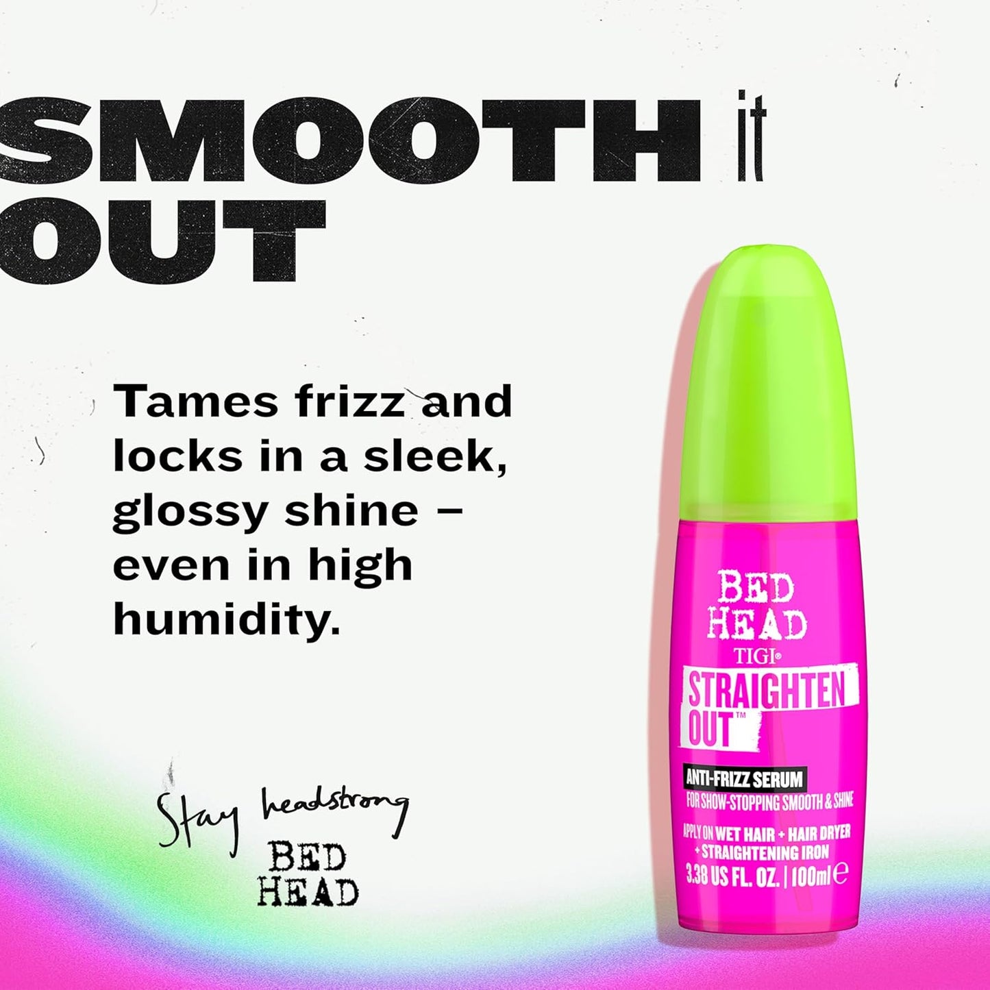 TIGI Bed Head Straighten Out Anti-Frizz Serum - Smooth, Sulfate-Free Styling for All Hair Types