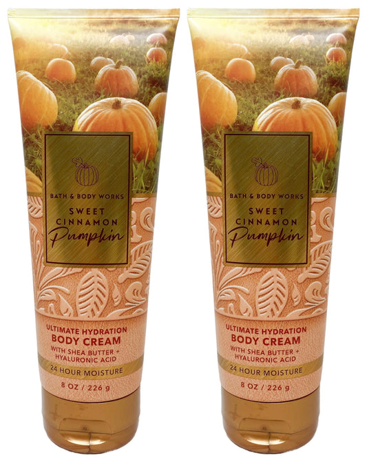 Bath and Body Works Sweet Cinnamon Pumpkin 2 Pack Ultra Shea Body Cream 8 Oz. (Sweet Cinnamon Pumpkin)
