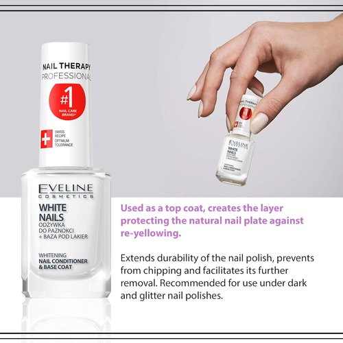 Eveline Cosmetics Nail Whitener - 3 In 1 Formula for Instant Brightening & Whitening