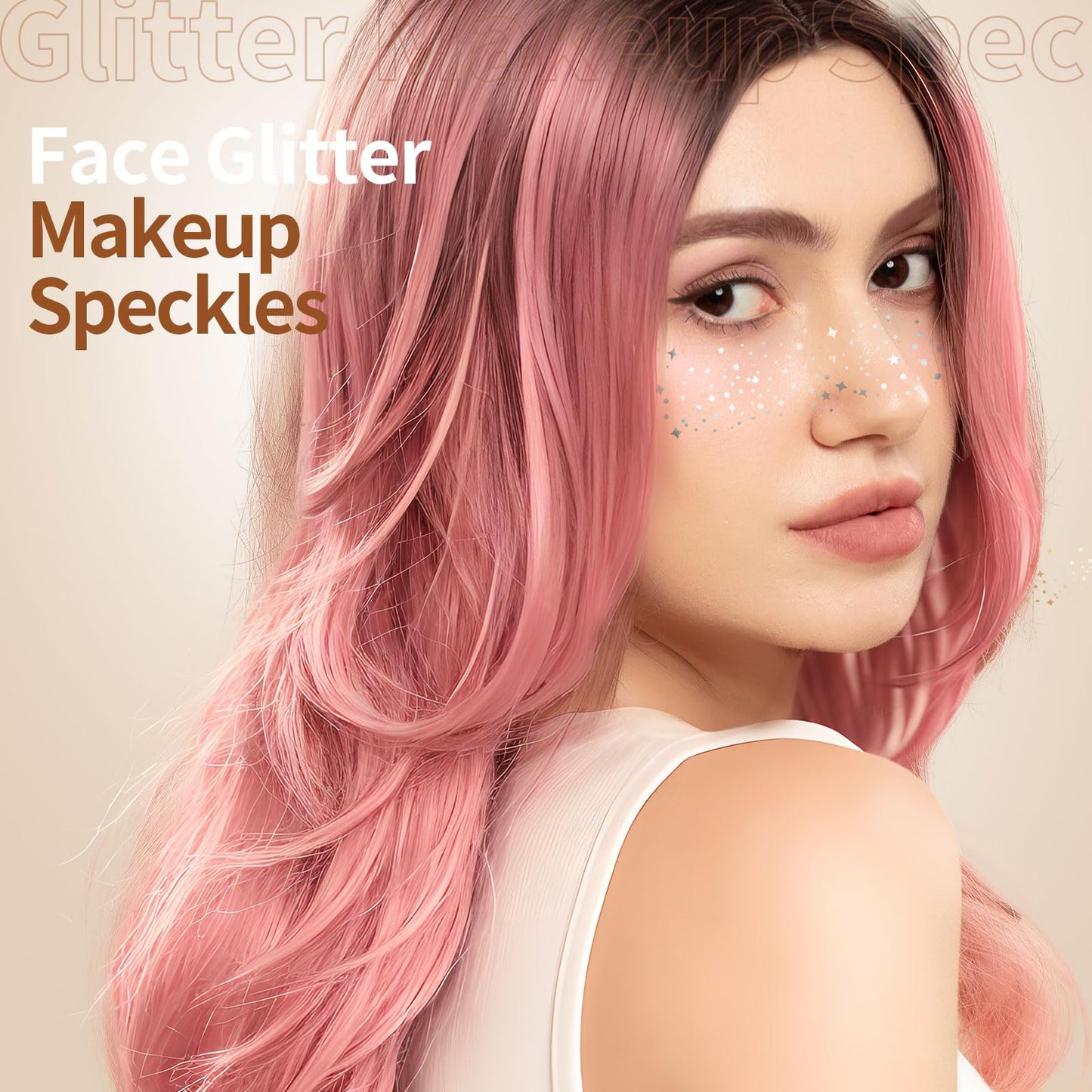 FANDAMEI Glitter Freckles, 6PCS Glitter Freckles Silver, Face Glitter Makeup Speckles. Glitter Face Speckles, Makeup Patches, Face Glitter Speckles for Women, 6PCS (Silver)