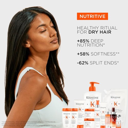 Kerastase Nutritive Bain Satin Riche Shampoo - Revitalizes Very Dry Hair, Restores Shine | 16.9 Fl Oz
