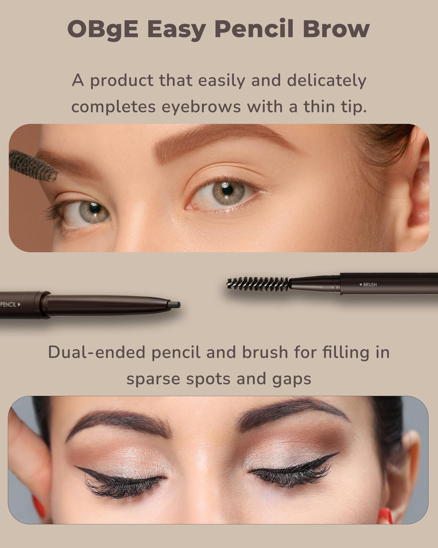 OBgE Easy Pencil Brow (Deep Gray, 0.003oz) - Ultra Fine Eyebrow Pencil with Brush for Precise and Effortless Brow Shaping. Long Lasting Natural Color.