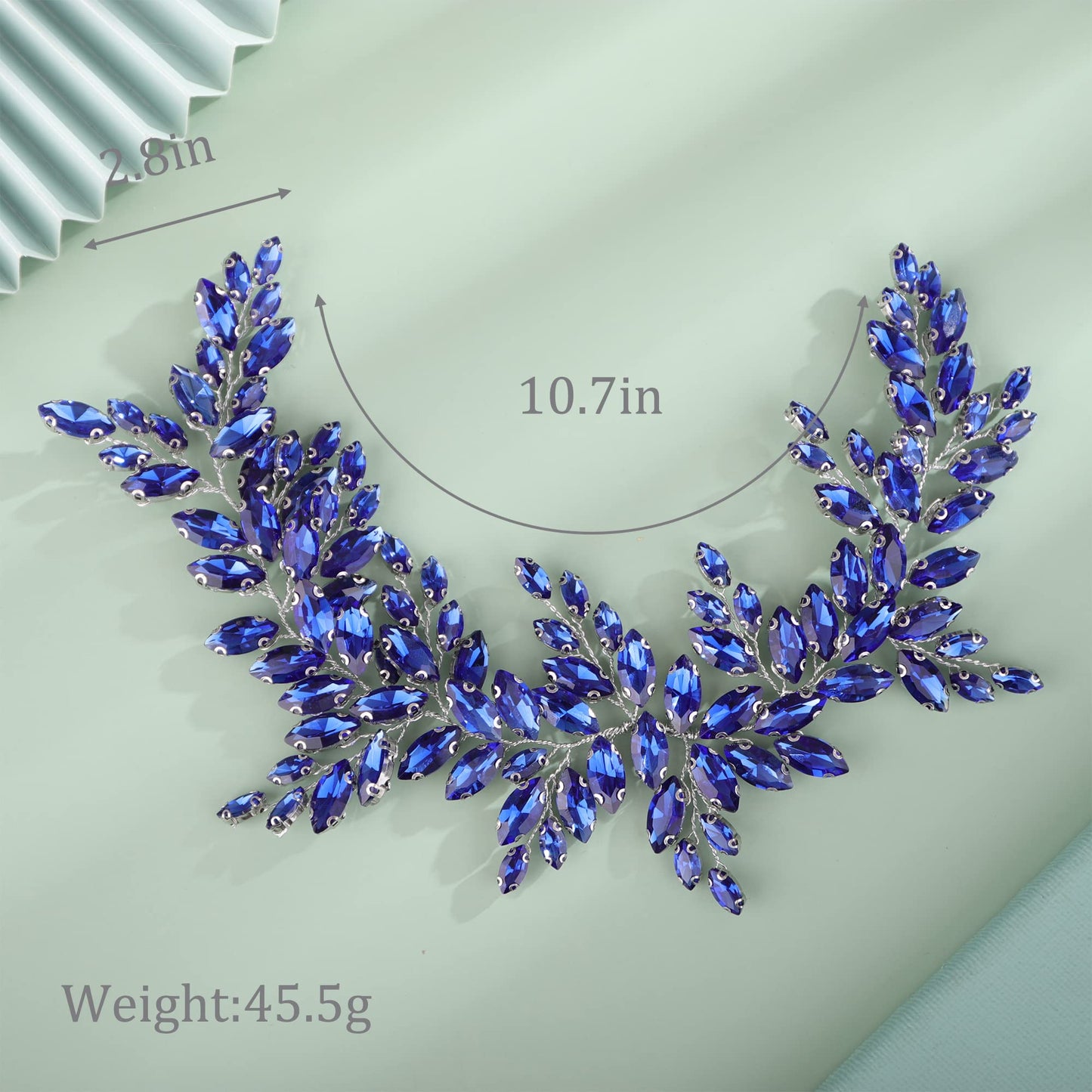 Kercisbeauty Wedding Bridal Something Blue Crystal Headband Rhinestones Silver Hair Piece for Women Girls Updo Hair Jewelry (Blue)