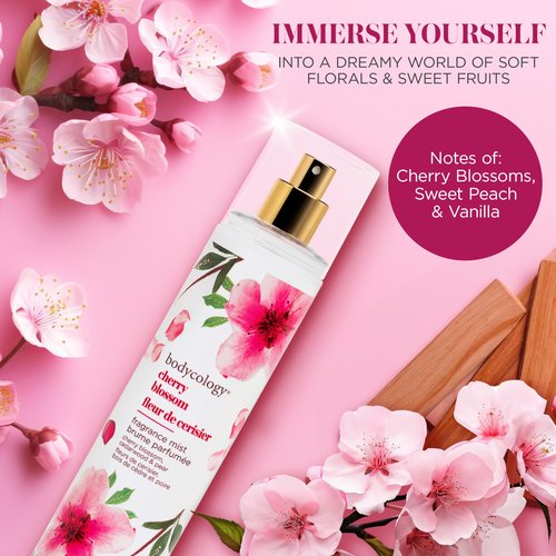 Bodycology Long-Lasting Fragrance Body Mist, Cherry Blossom, 8 fl oz