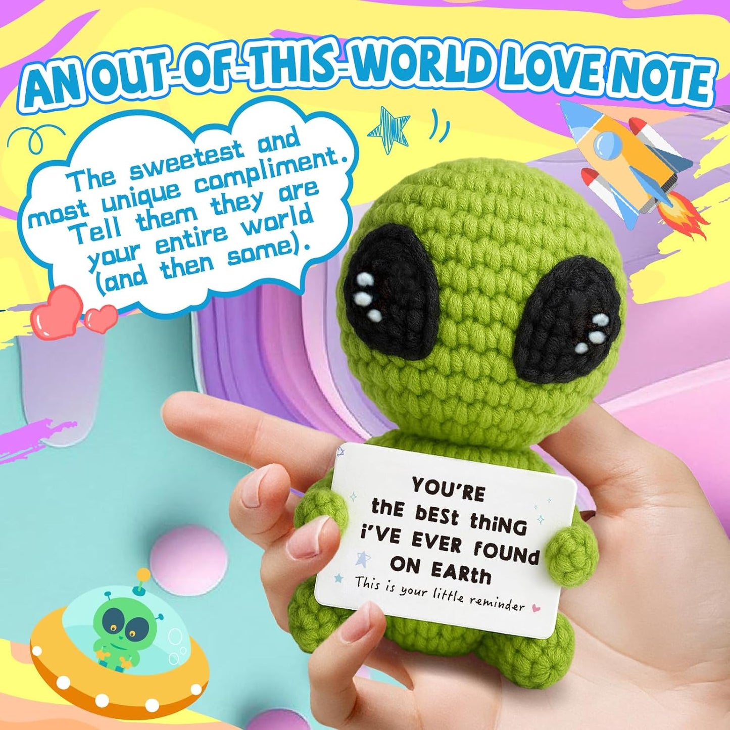 Unique Valentines Gifts for Him Her Boyfriend Girlfriend Crochet Alien Valentines Day Anniversary Birthday Funny Romantic Gifts to My Love Men Women